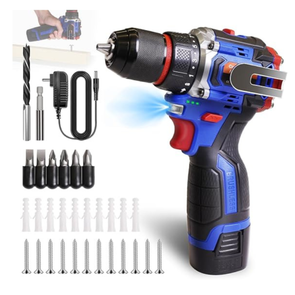 Aspro Cordless Drill, 16.8v Brushless Power Drill Set