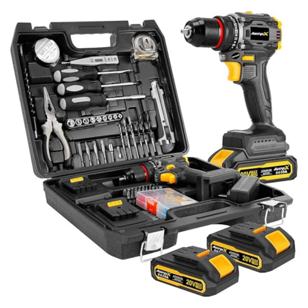 Brushless Compact Drill Tool Set, 60N.m 20V Cordless Drill Tool Box