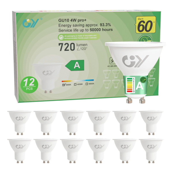 GY GU10 4W Class A Ultra Energy Efficient LED Bulb 3000K Warm White